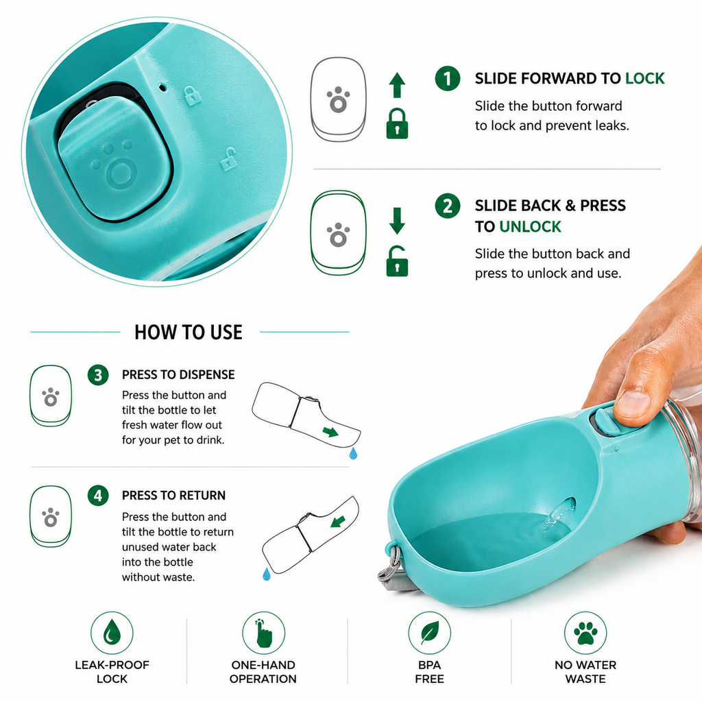 Portable Dog Water Bottle 550ml