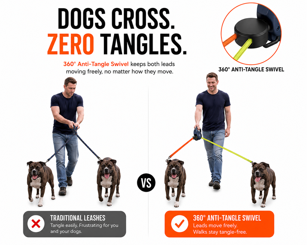 Anti-Tangle Dual Dog Lead