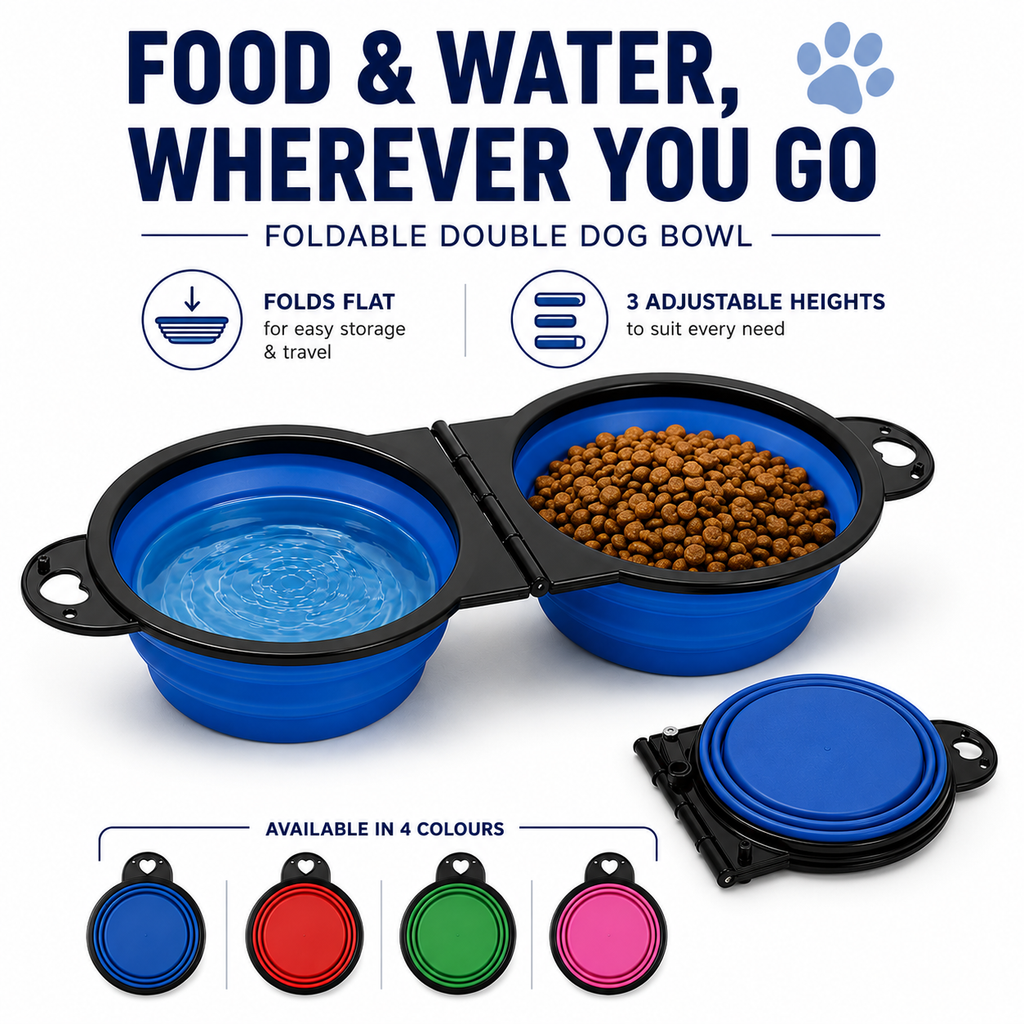 Foldable Double Dog Travel Bowl
