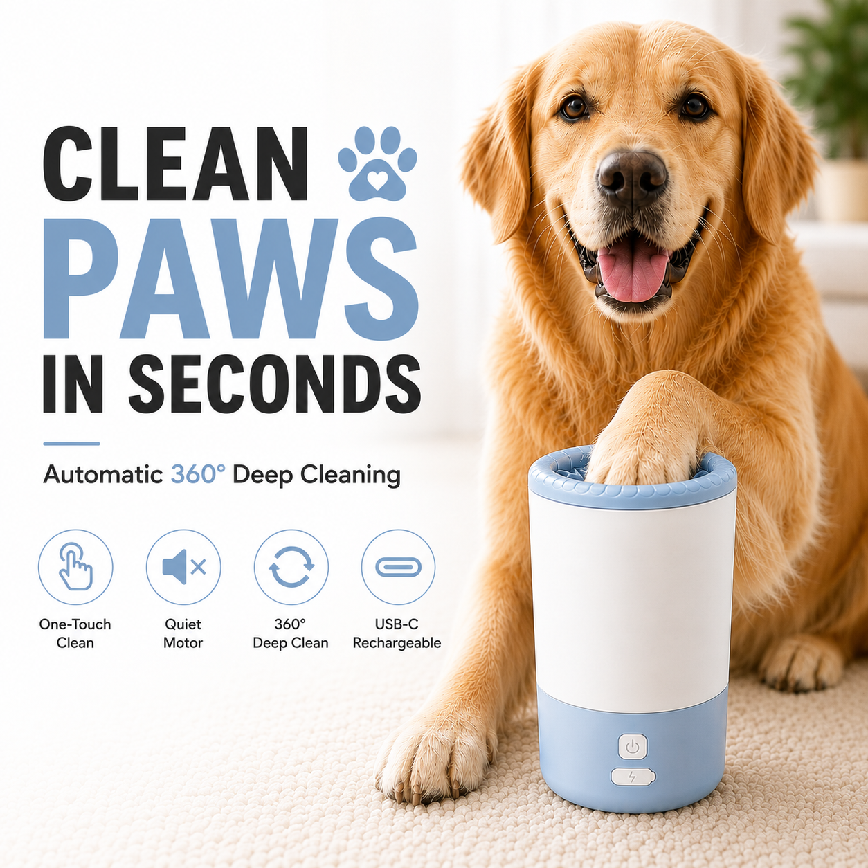 Automatic Dog Paw Cleaner | USB-C Rechargeable