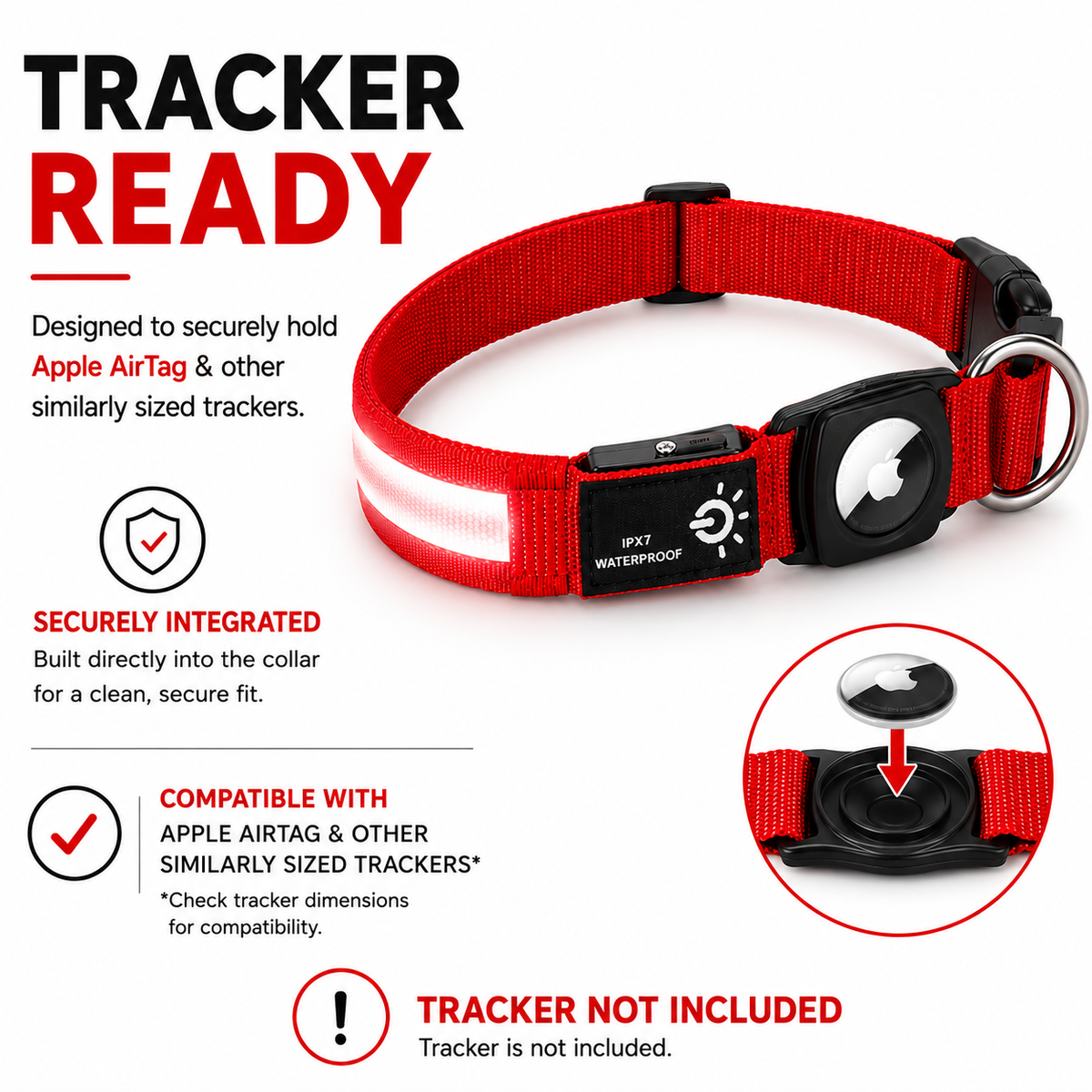 LED Tracker Ready Dog Collar