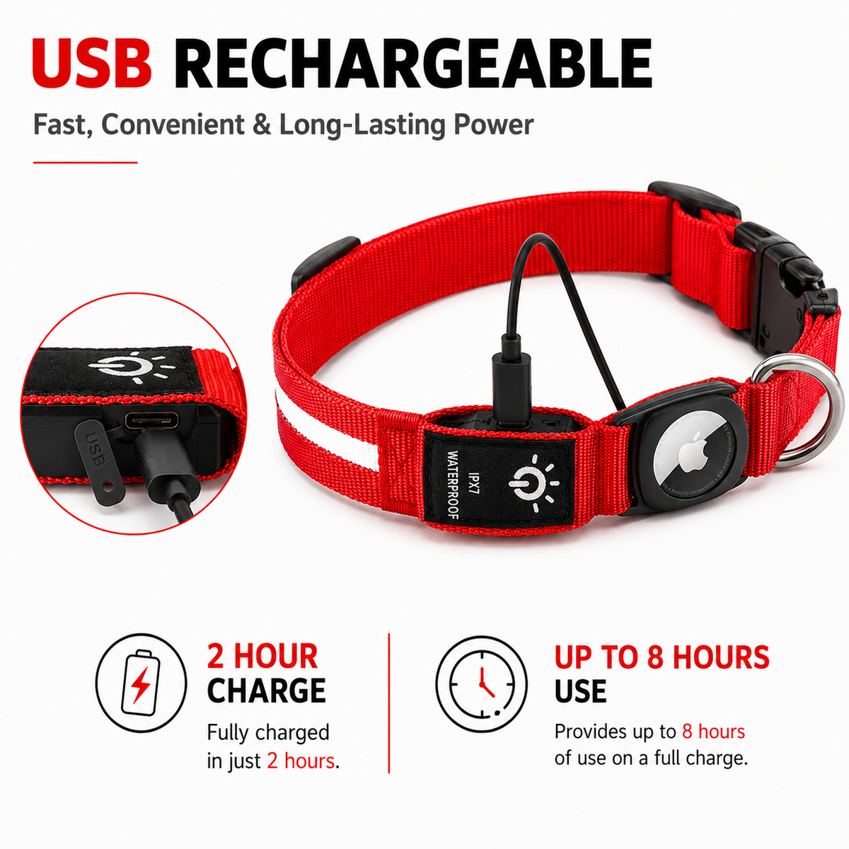 LED Tracker Ready Dog Collar