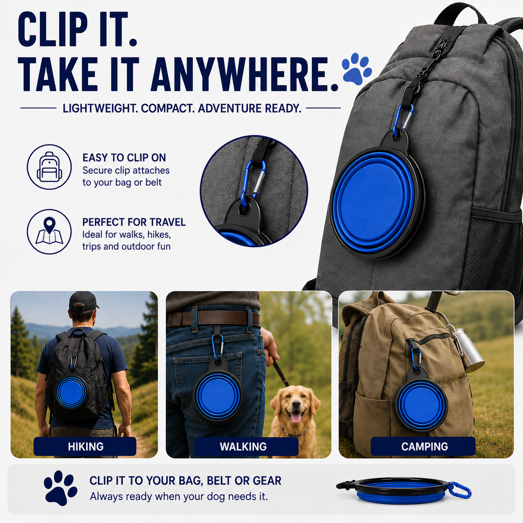 Foldable Double Dog Travel Bowl