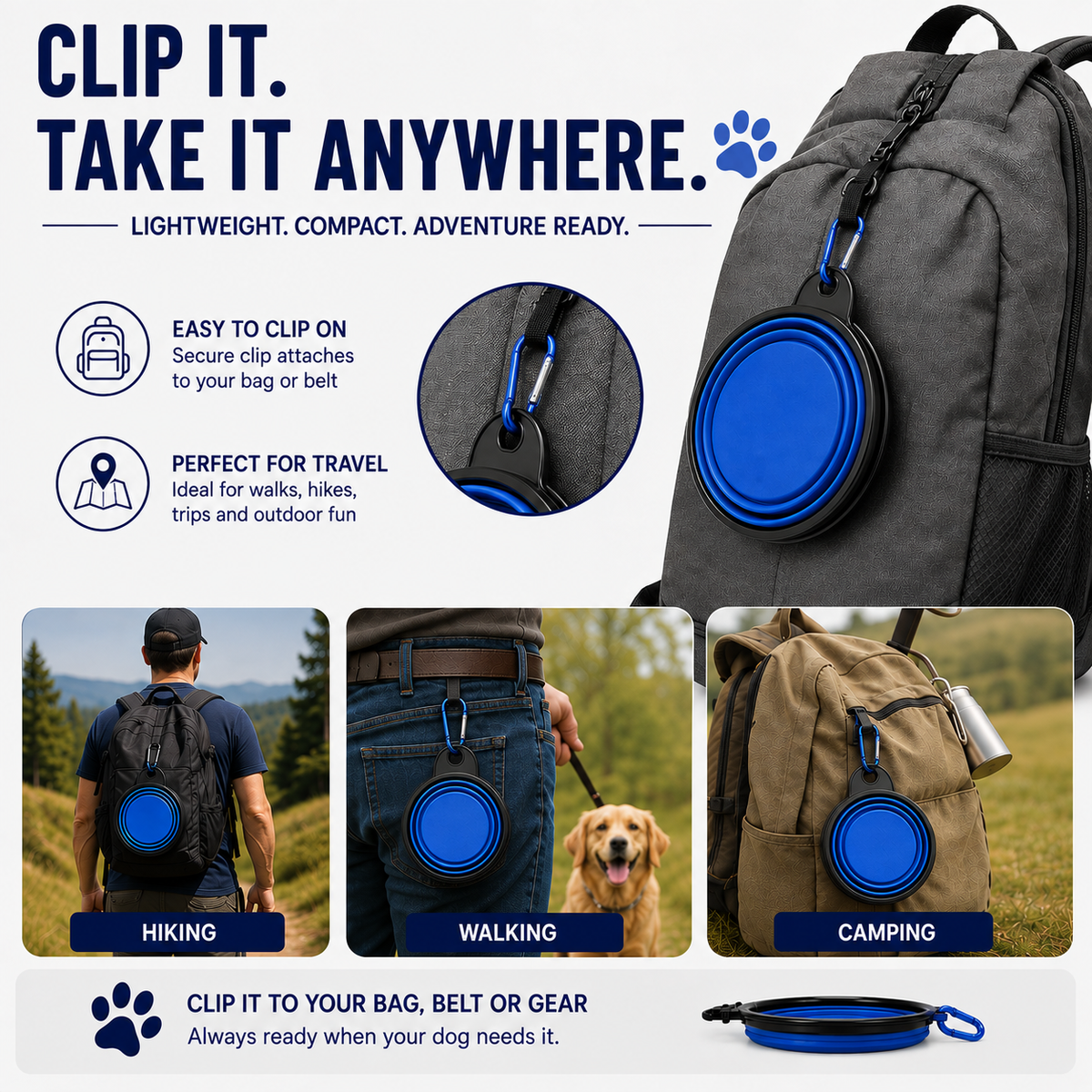 Foldable Double Dog Travel Bowl