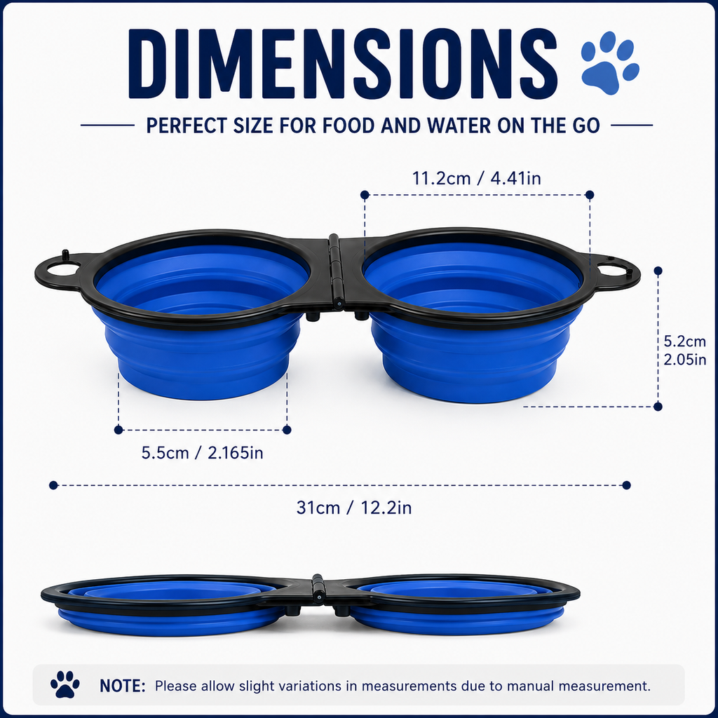 Foldable Double Dog Travel Bowl