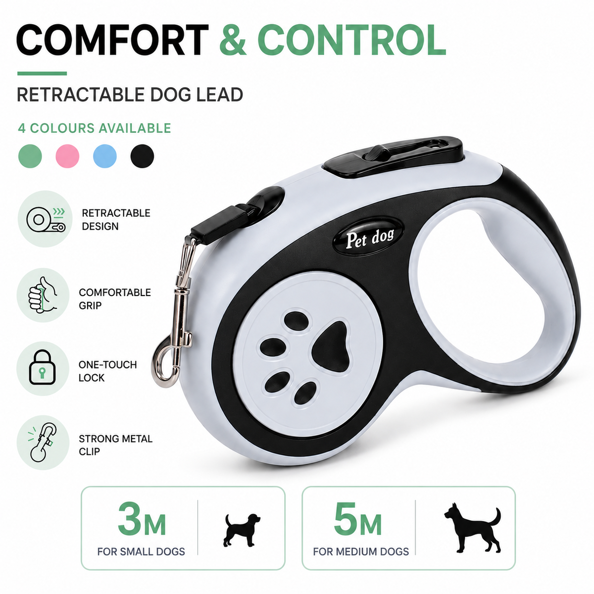 Retractable Dog Lead | 3m & 5m
