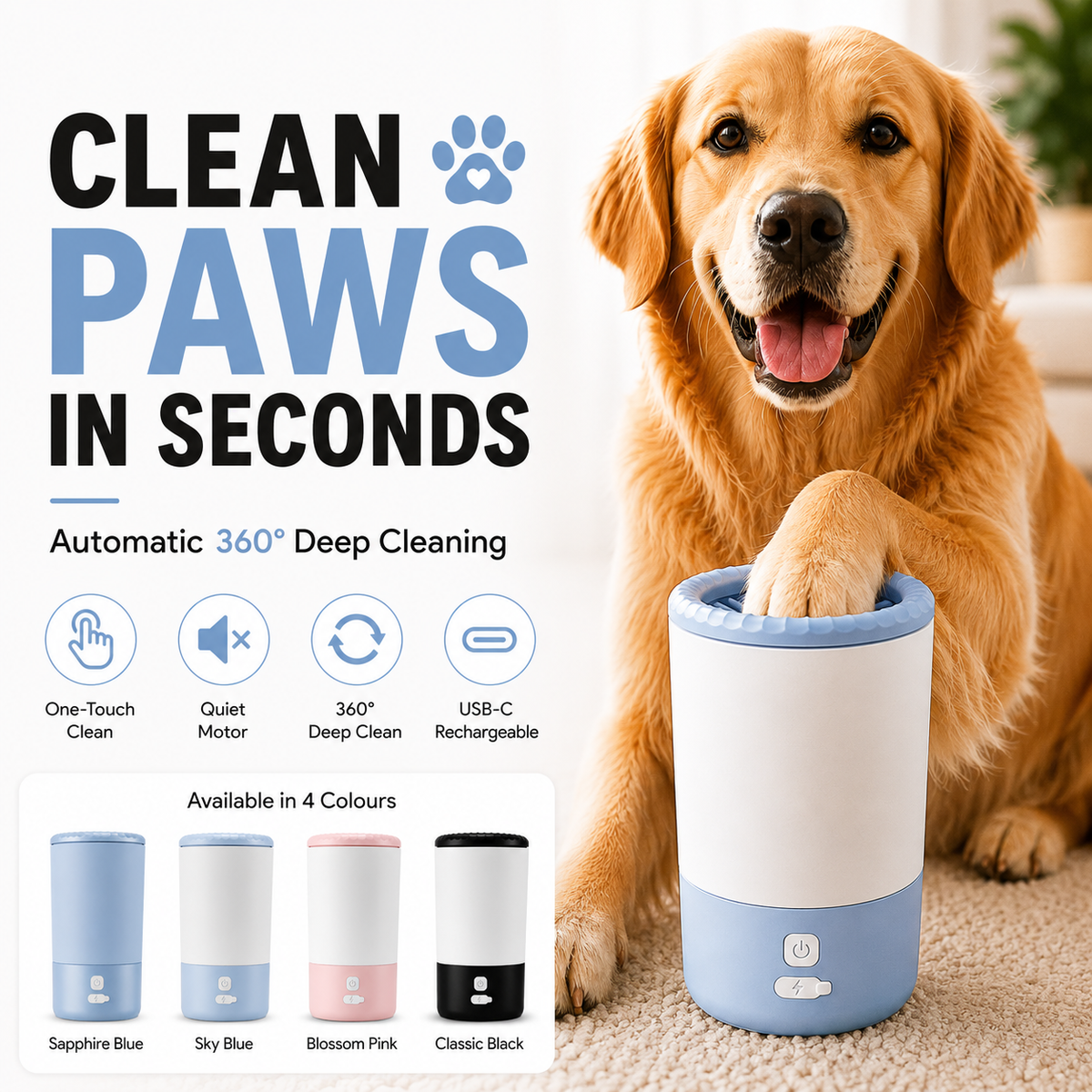Automatic Dog Paw Cleaner | USB-C Rechargeable