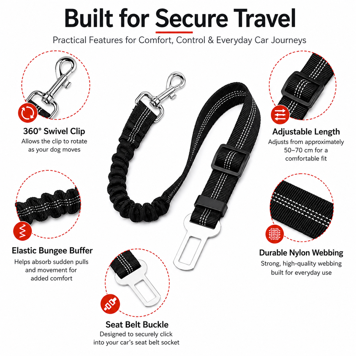 Adjustable Dog Car Seat Belt