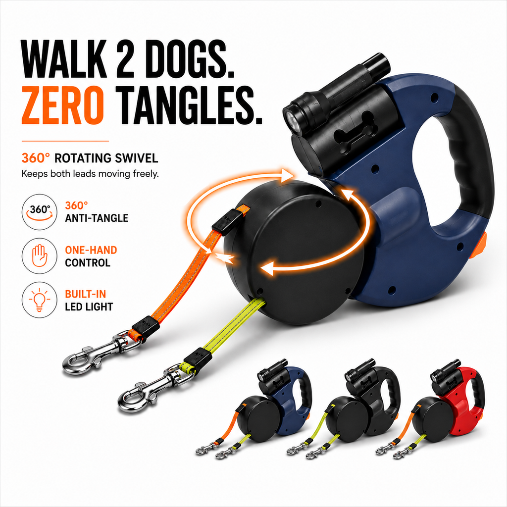 Anti-Tangle Dual Dog Lead