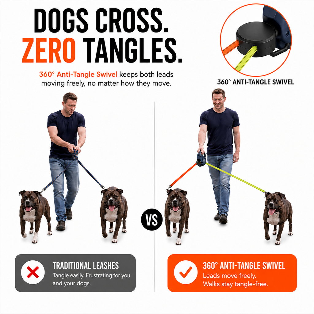 Anti-Tangle Dual Dog Lead