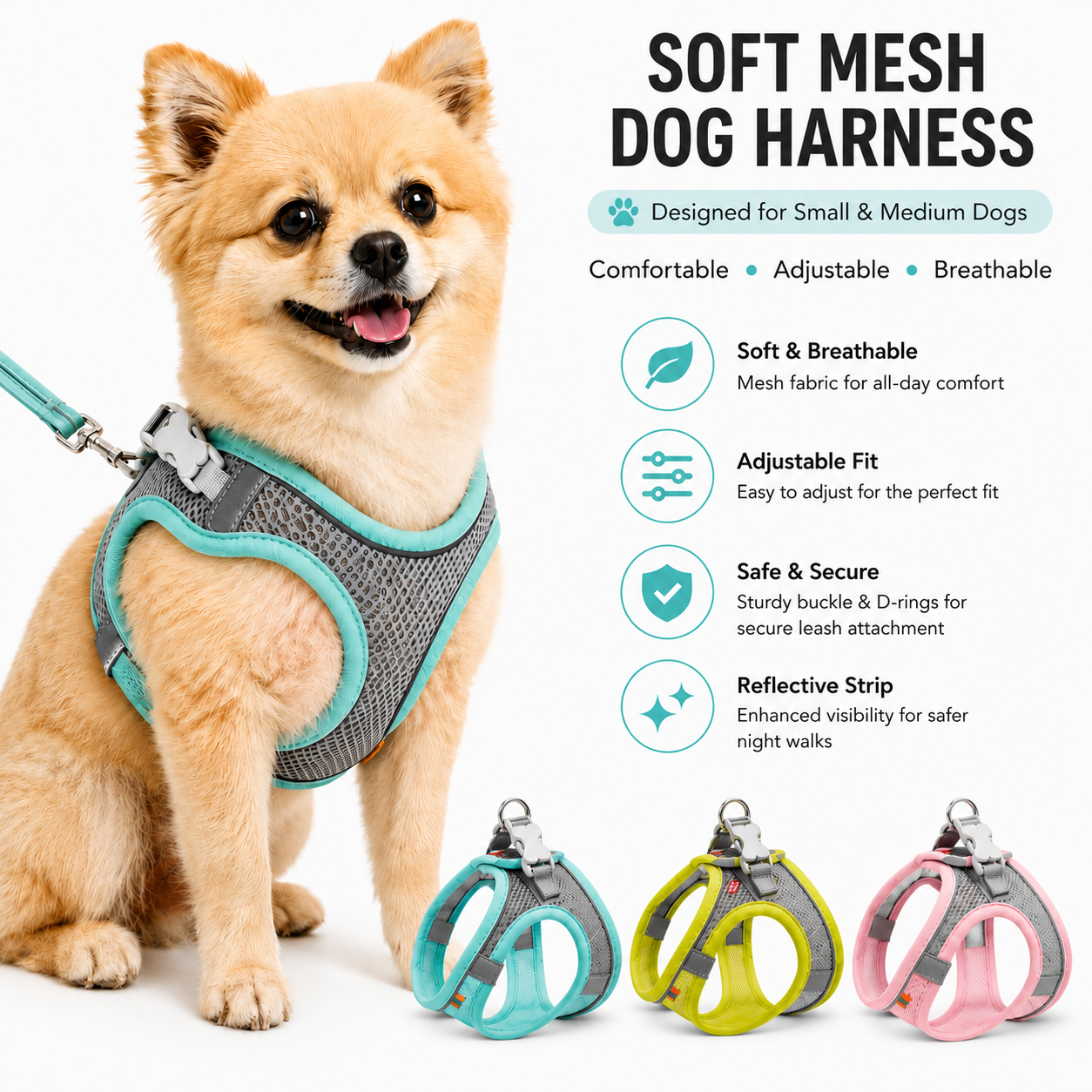 Soft Mesh Reflective Dog Harness